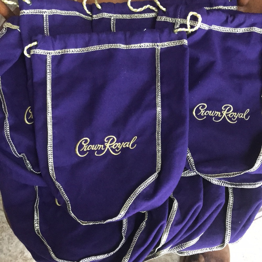 Crown Royal Purple Bags. Excellent Condition. 5 1/2" X 9 1/2" X 2 1/2". 10 Bags. - Picture 3 of 5
